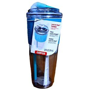 Copco 20 oz. Aqua Lock-n-Roll Double Wall Spill-Proof Tumbler Soft Grip Sleeve